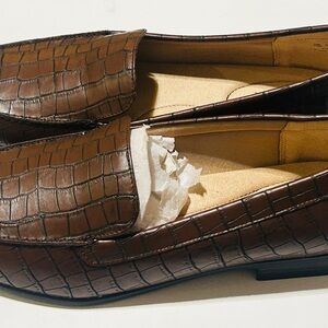 LifeStride Womens Margot Brown Embossed Loafers Shoes 11 (M)